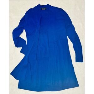 Magashoni New‎ York Cobalt Blue Knit Cardigan Long Sweater Set Top Women's Large